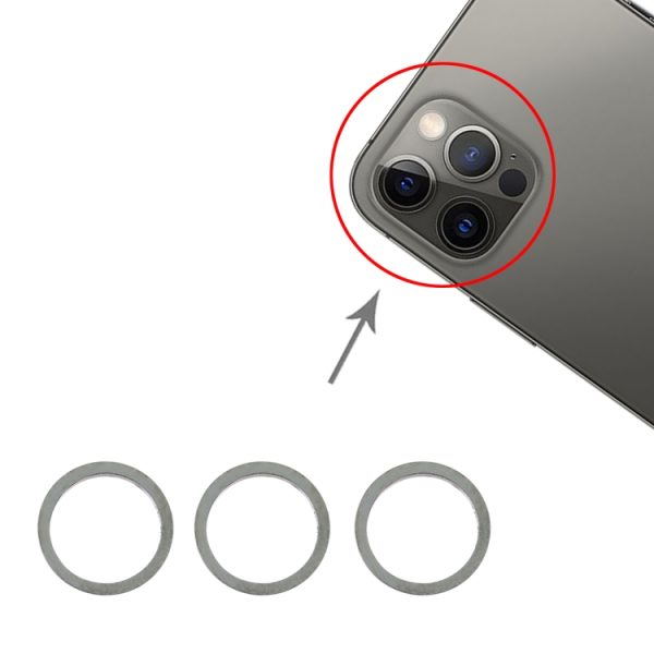 3 peças de protetor de lente de vidro para câmera traseira, anel de metal para iPhone 12 Pro, para iPhone 12 Pro