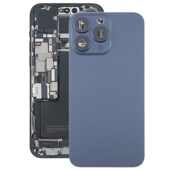 Capa traseira de vidro com bateria e lente para câmera para iPhone 15 Pro (com capa para câmera)