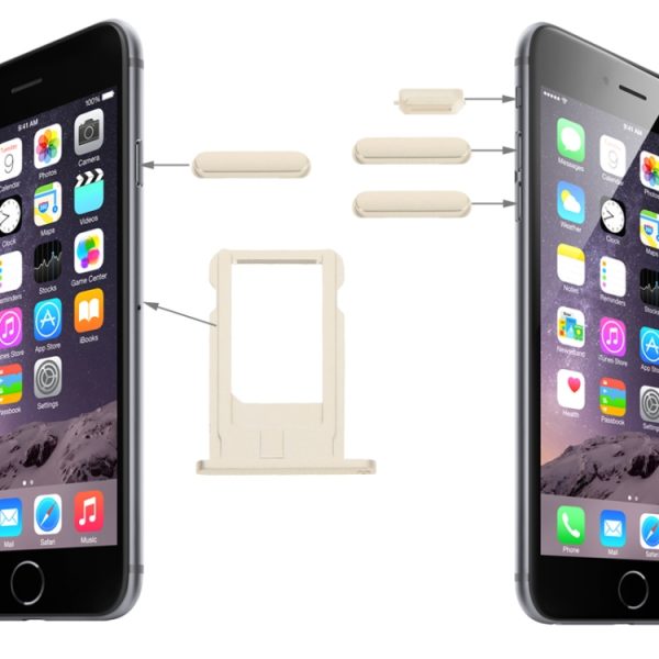 Kit de chave vibratória com bandeja para cartão, controle de volume, bloqueio de tela e interruptor de mudo para iPhone 6, para iPhone 6 (kit), para 6, para iPhone 6 (rosa), para iPhone 6