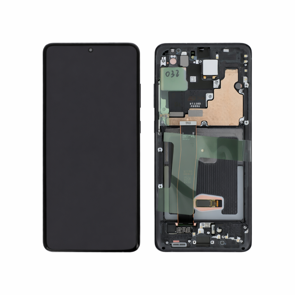 Ecrã com Frame preto para Samsung Galaxy S20 Ultra (G988B) - SERVICE PACK