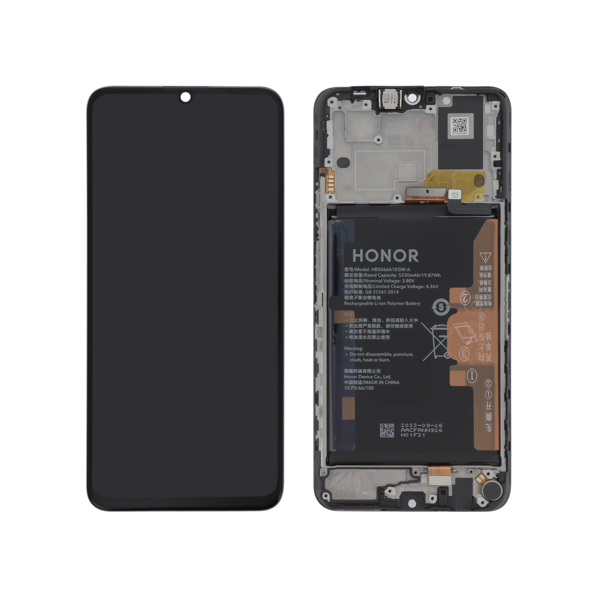 0235aena-0000 Ecrã Display Preto para Honor X7A (bateria integrada) (SERVICE PACK) - Image 1