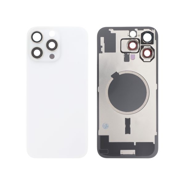 Tampa Traseira Branca Titânio para iPhone 16 Pro Max