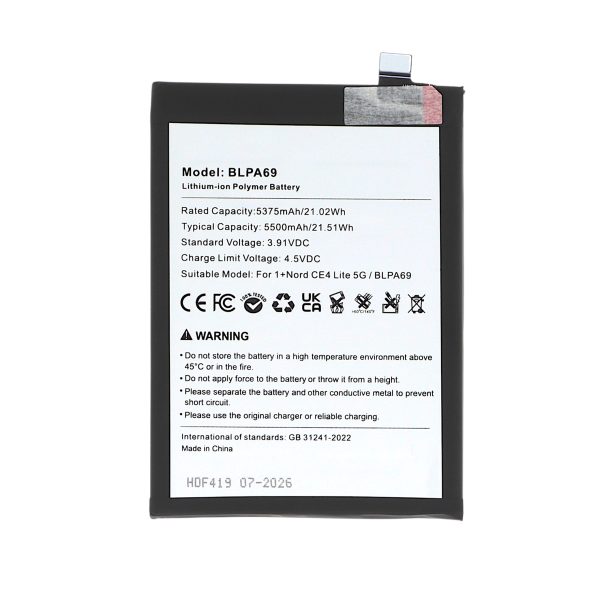 Bateria para OnePlus Nord CE4 Lite 5G