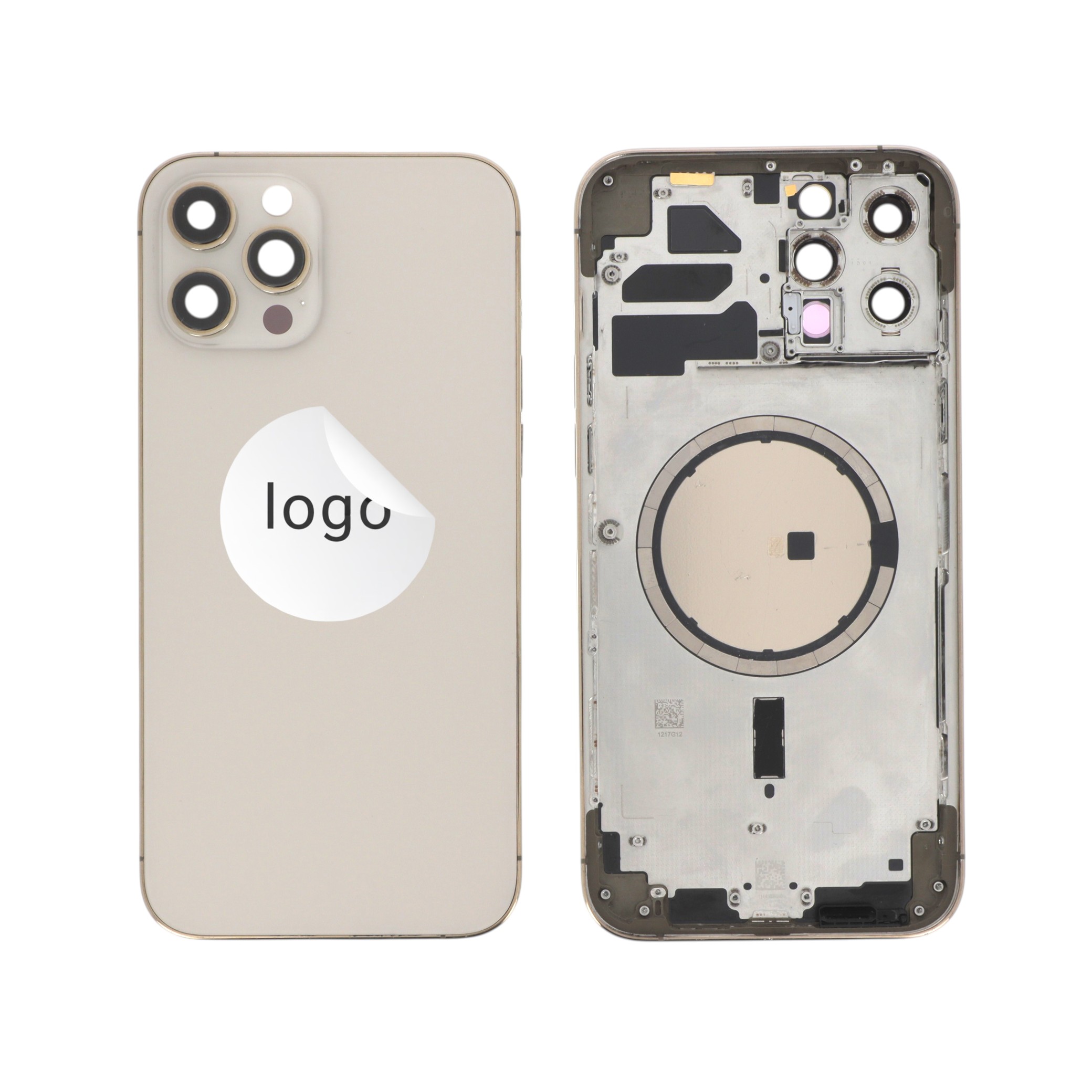 3667075257226-0000 Tampa Traseira Frame Completa Dourada para iPhone 12 Pro Max - Retirado - Image 1