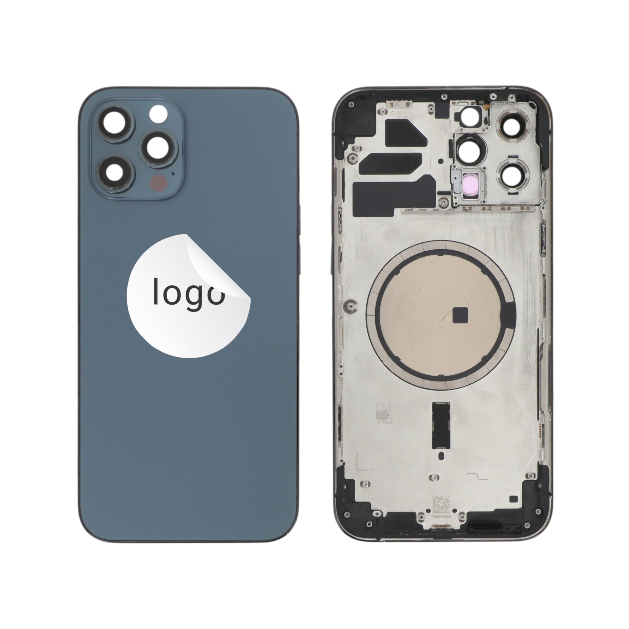 3667075257233-0000 Tampa Traseira Frame Completa Azul Alpino para iPhone 12 Pro Max - Retirado - Image 1