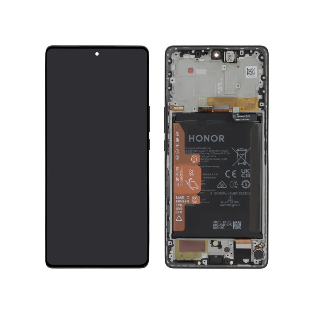 Ecrã Display completo para Honor Magic 5 Lite - Preto - com bateria integrada (SERVICE PACK)