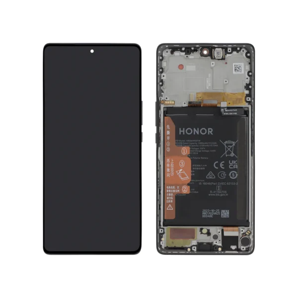 Ecrã Display completo para Honor Magic 5 Lite - Preto - com bateria integrada (SERVICE PACK)