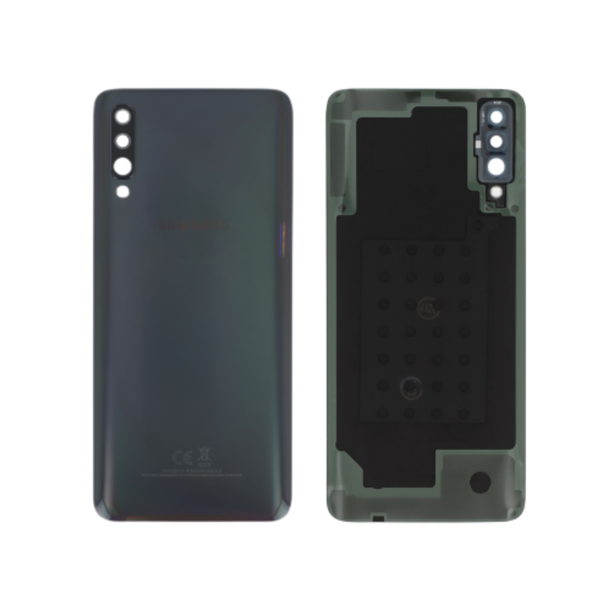 xr:d:DAFkrky9H_g:7,j:8049450615903503202,t:23060215 Tampa Traseira para Samsung Galaxy A70 (A705F) Preta (SERVICE PACK) - Image 1