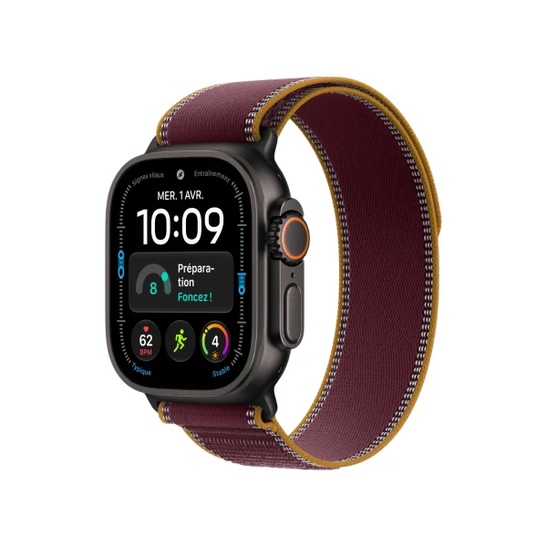 Apple Watch Ultra 4 49mm Black Titanium (GPS + Cellular) (with Burgundy Trail Loop Band) (S/M)