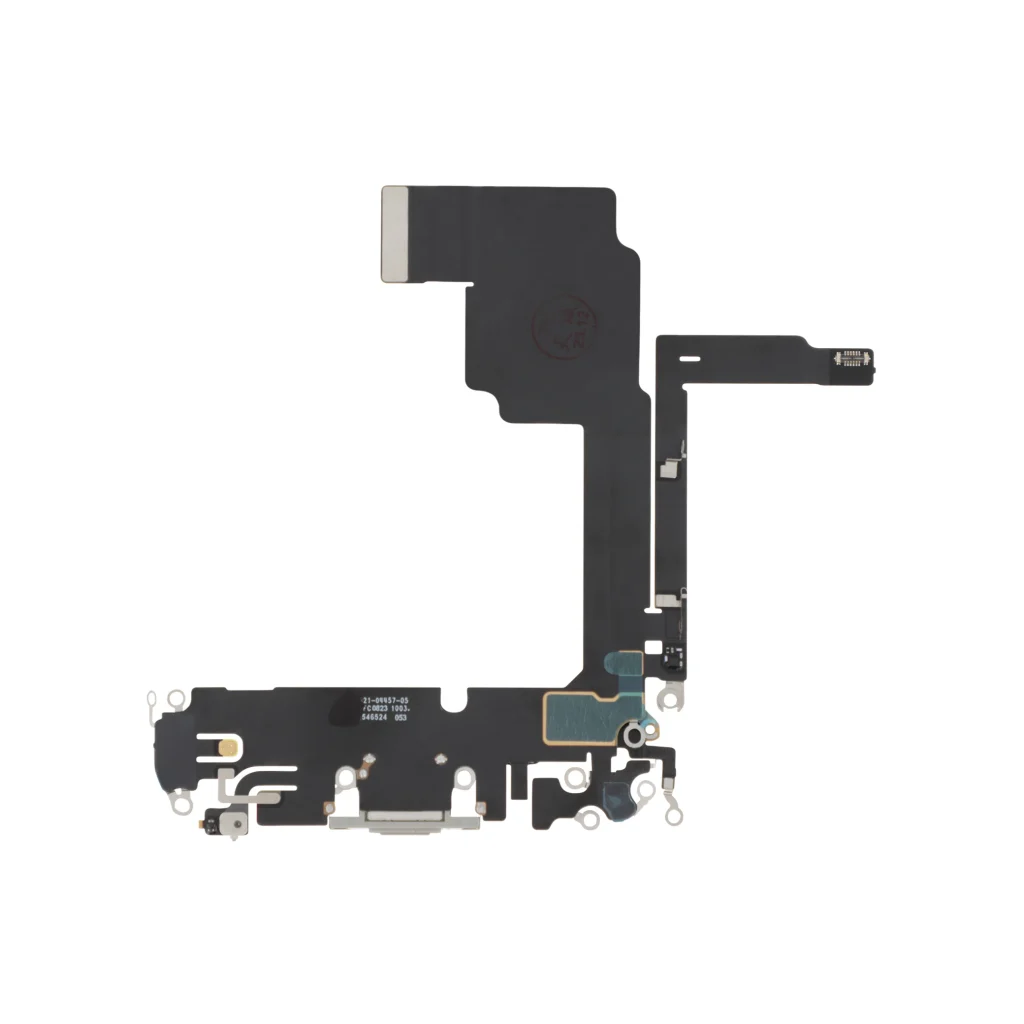 Flex do Conector de Carga Branco Titânio para iPhone 15 Pro - OEM ReLife