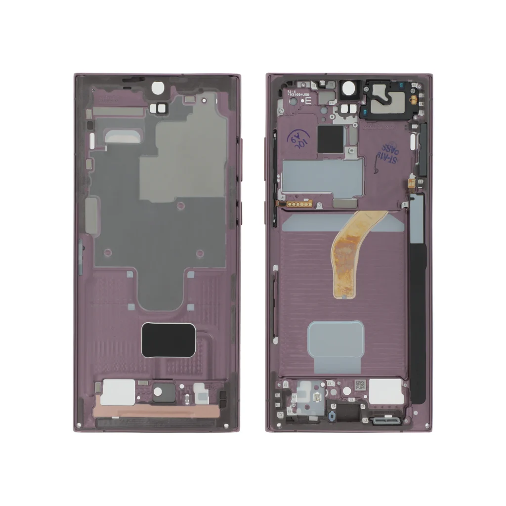 Frame Central Bordô para Samsung Galaxy S22 Ultra (S908B) (SERVICE PACK)