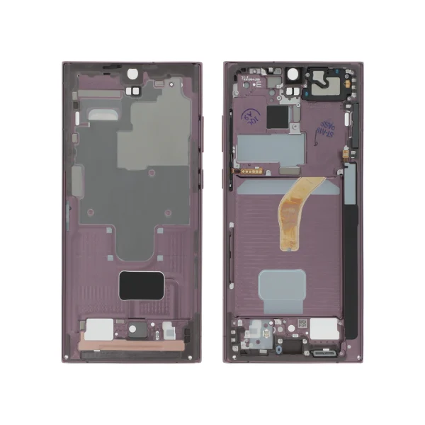 Frame Central Bordô para Samsung Galaxy S22 Ultra (S908B) (SERVICE PACK)