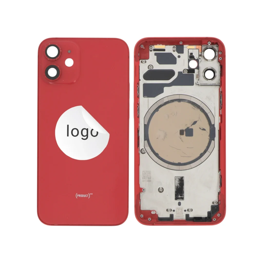 Frame Completo (Tampa Traseira Pré-montada) para iPhone 12 mini - Vermelho - Retirado