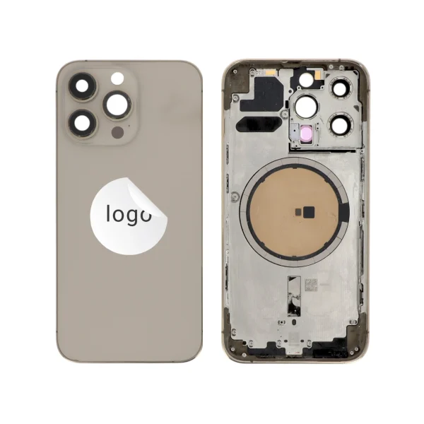 Tampa Traseira Frame Dourada para iPhone 13 Pro - Retirado