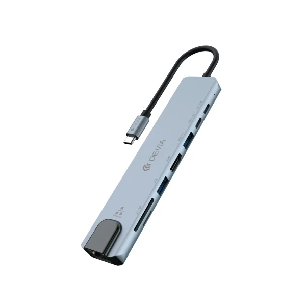 DEVIA Pro1 8-in-1 USB-C Hub (Cinzento)