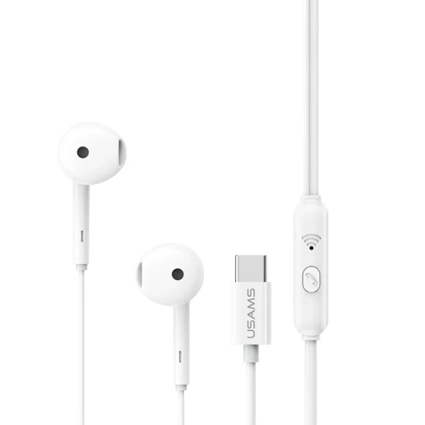 USAMS Digital Wired Earphones USB-C 1,2m (Branco)