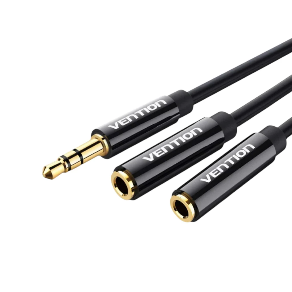 VENTION Stereo Splitter Cable Jack 3.5mm Male to 2 Jack 3.5mm Female 0.3m (Preto)